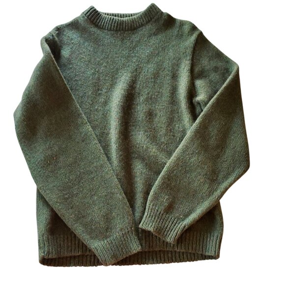 Vintage Union Made in USA Shetland Wool Blend Army Green Crewneck Sweater Medium - Picture 8 of 16